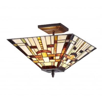 Chloe Tiffany Style Mission Design 2-light Semi-flush Mount Fixture