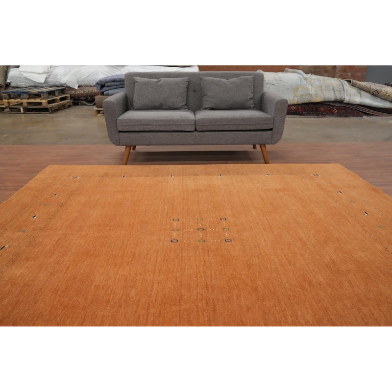 Hand Knotted Oriental 100% Wool Carpet Tribal Animal Pictorial Oranges & Rust Gabbeh Area Rug - 8' 11'' X 8' 11''