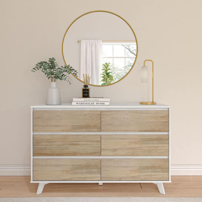 Plank and Beam Scandinavian 6-Drawer Dresser - White/Blonde