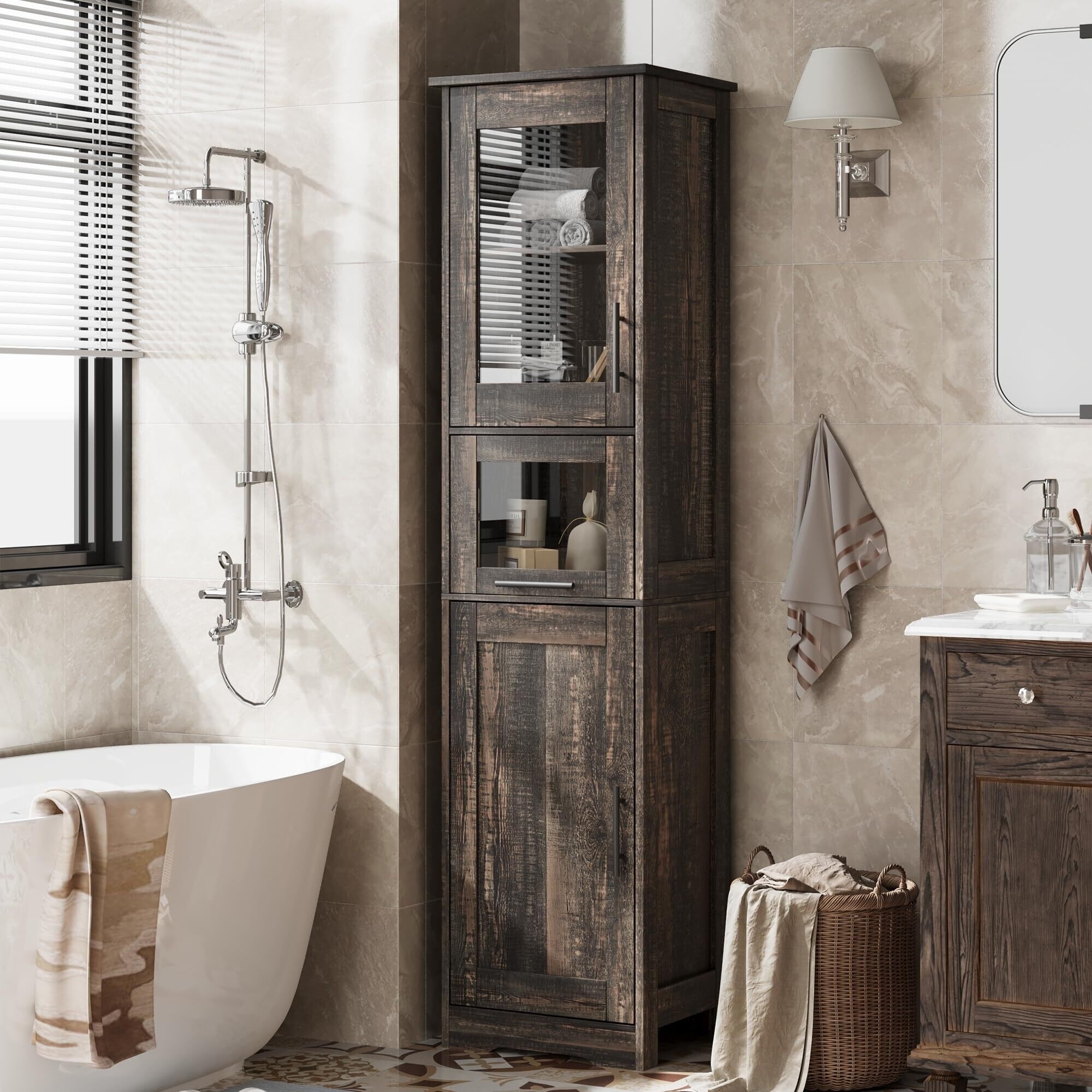 Narrow mirrored bathroom cabinet discount