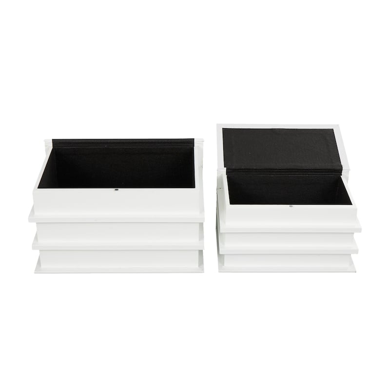 White or Black Canvas Faux Storage Book Box with Gold or White Enjoy, Every, Moment Text (Set of 2)
