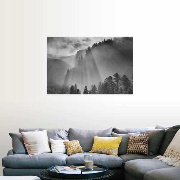 Shafts of break through clouds in French Pyrenees." Poster Print Multi - Overstock - 16447552