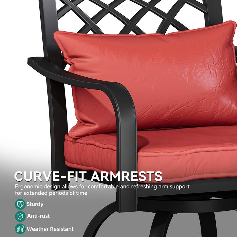Outdoor 29"W Metal Swivel Counter Chairs with Cushion Set of 2 - 32in