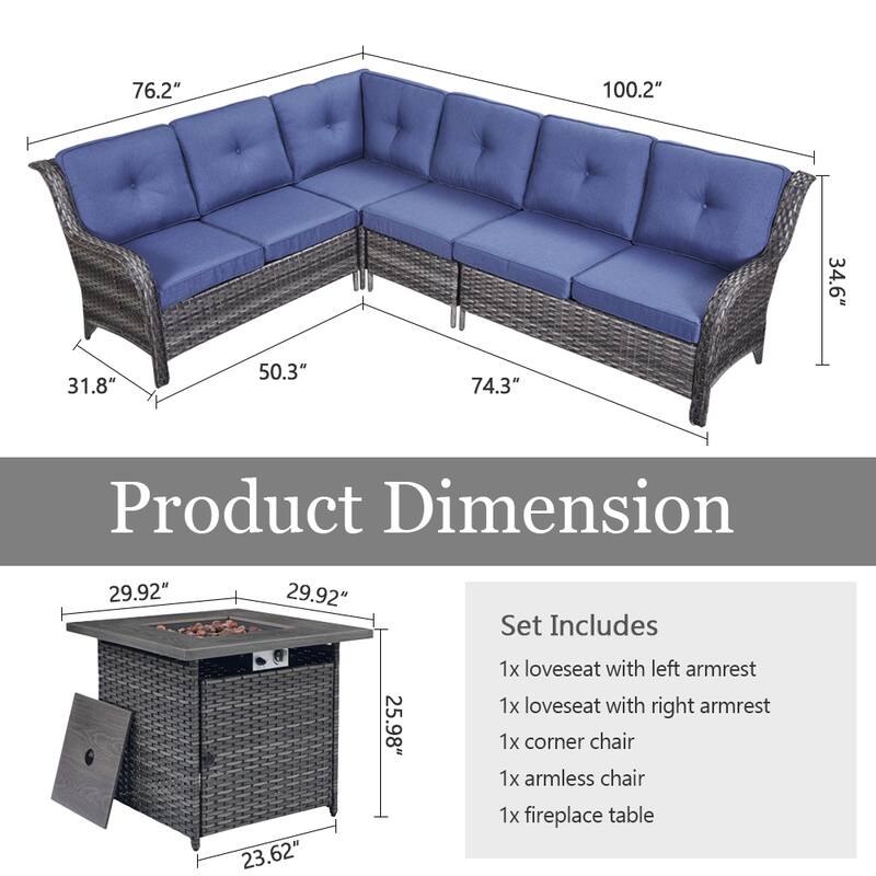 Gymojoy Wicker Outdoor Patio Furniture Sets with Fire Pit Table