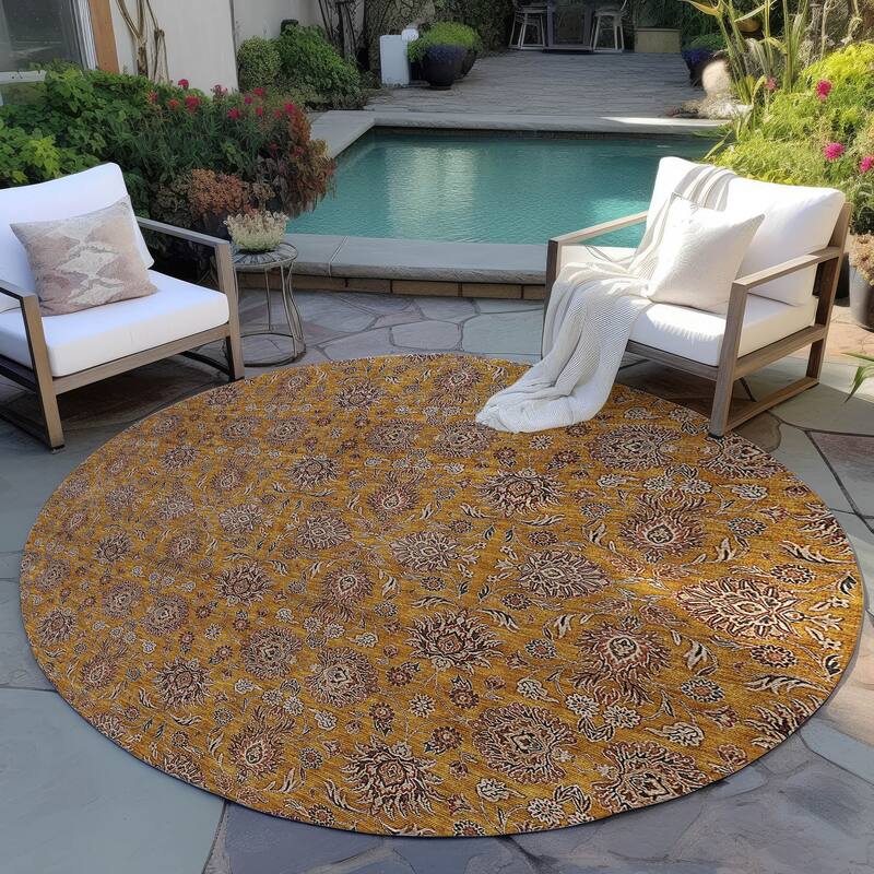 Machine Washable Indoor/ Outdoor Chantille Traditional Floral Rug