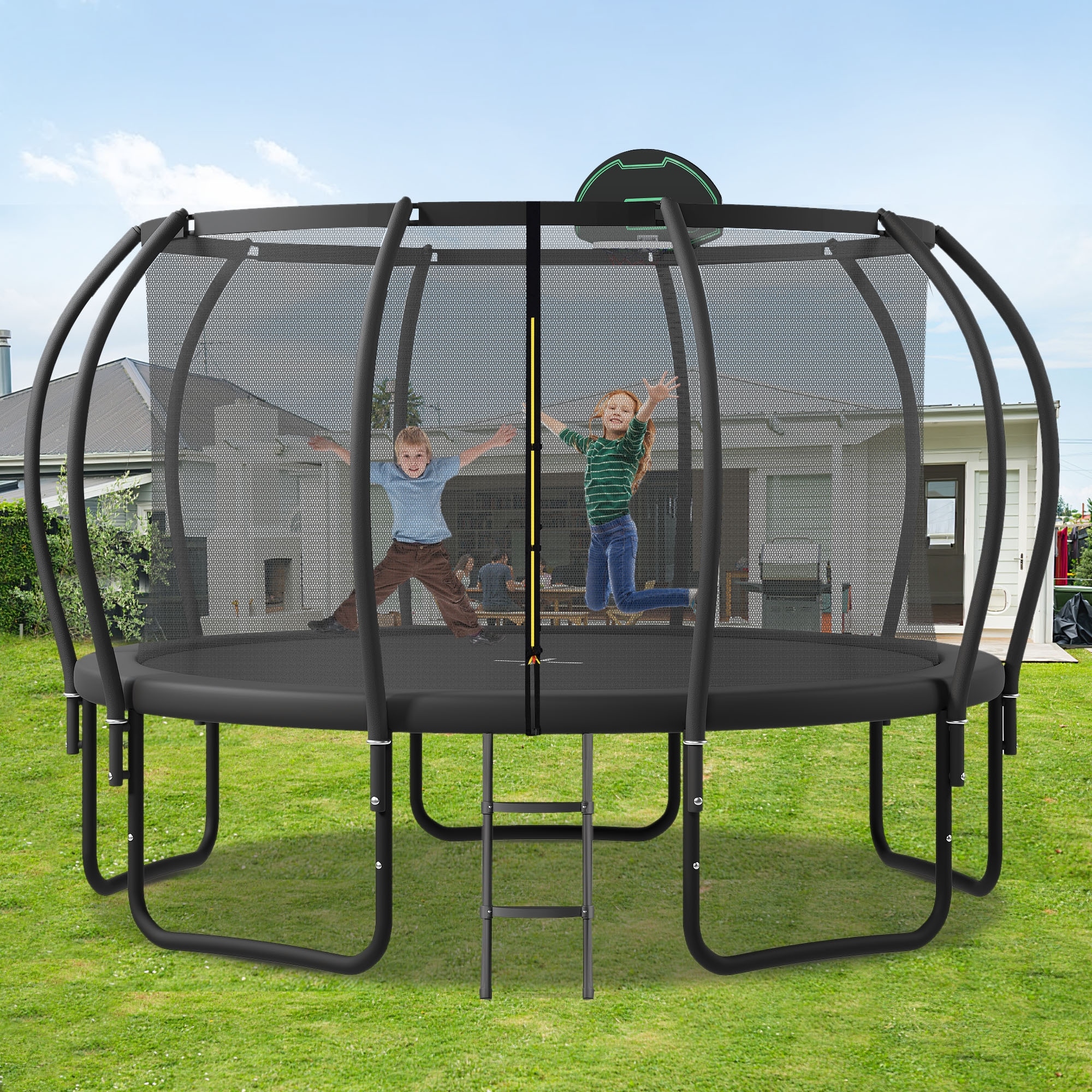 Trampoline for Safety Enclosure Plus Basketball Board and 10 Ground Stakes Outdoor Recreational Playset Balance N A Bed Bath Beyond 40223958