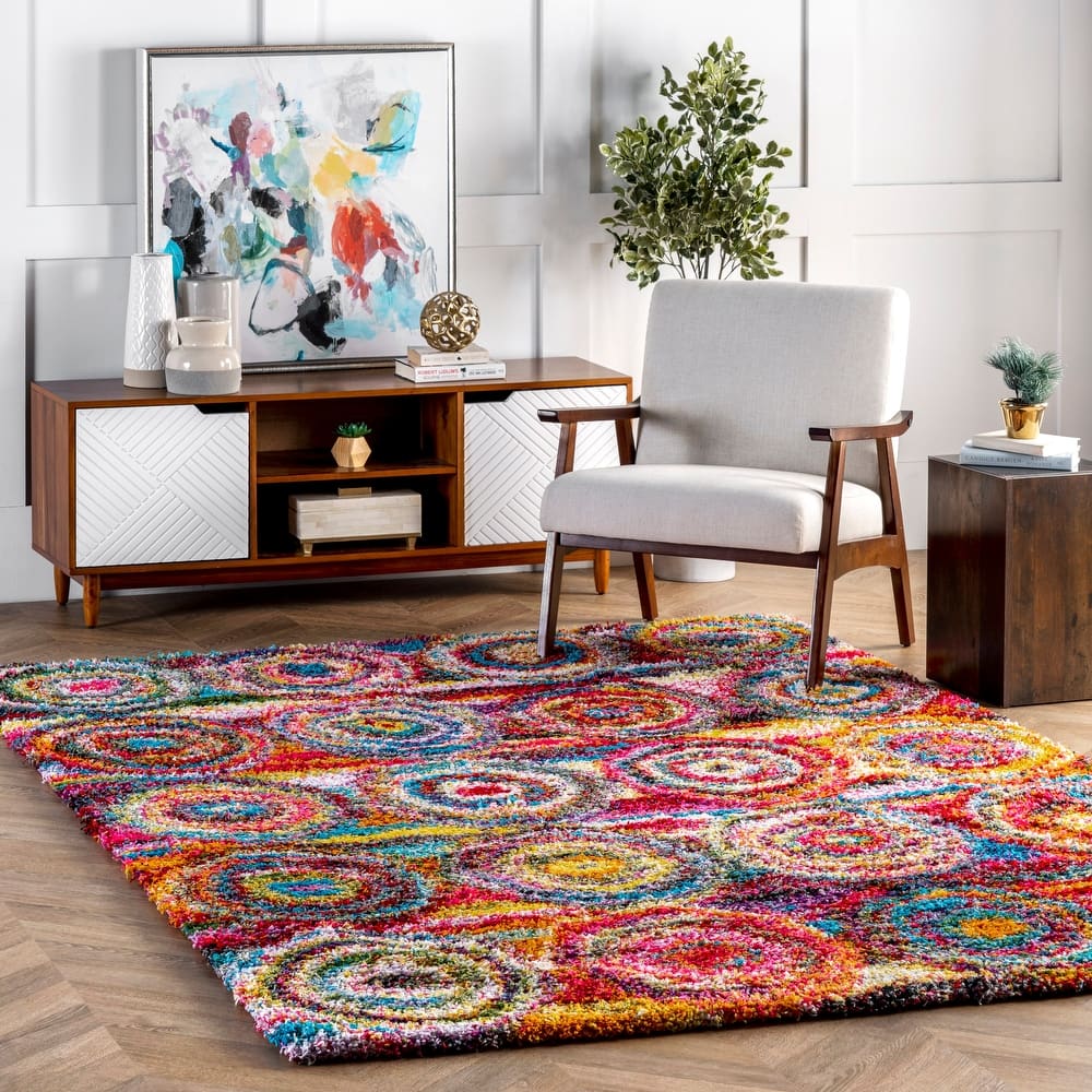 Nuloom Kindra Bohemian Circles Shag Area Rug