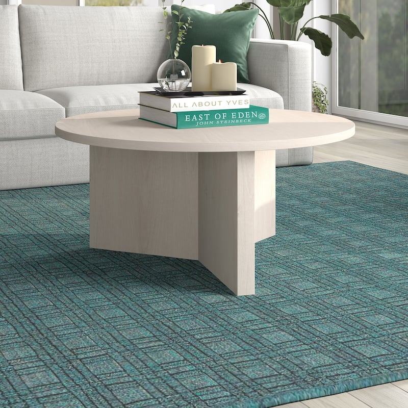 Anders 36" Wide Round Coffee Table - Alder White