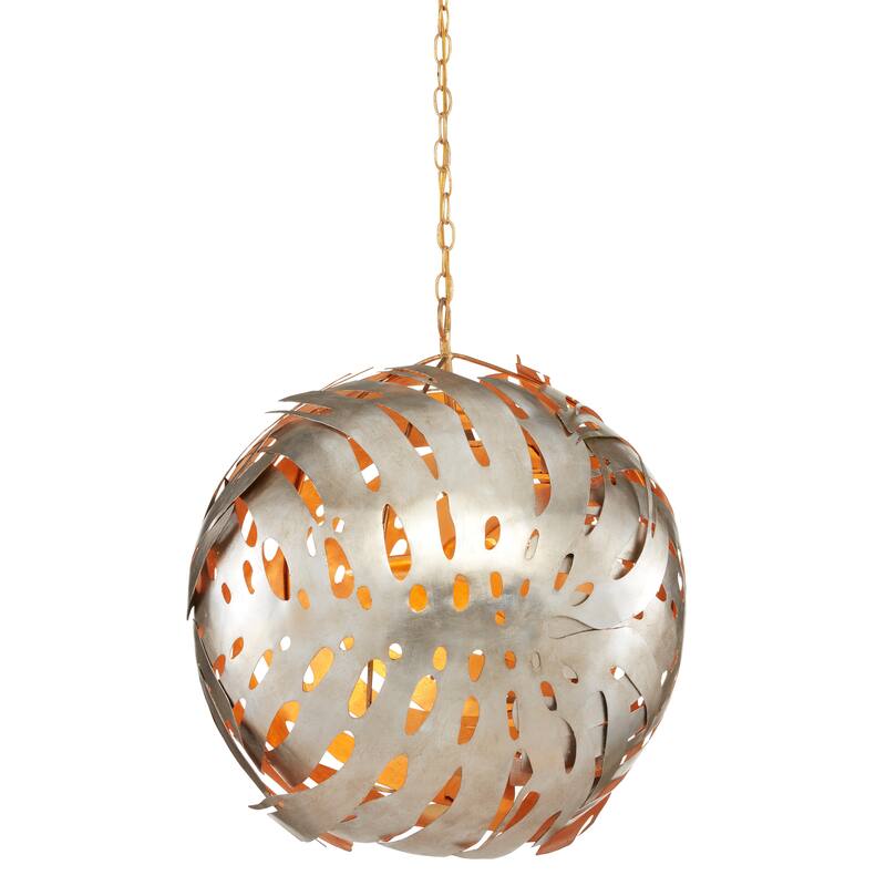 Currey & Company Elder Orb Chandelier - 26"h x 23.5"dia - 26"h x 23.5"dia - Contemporary Silver Leaf/Contemporary Gold Leaf