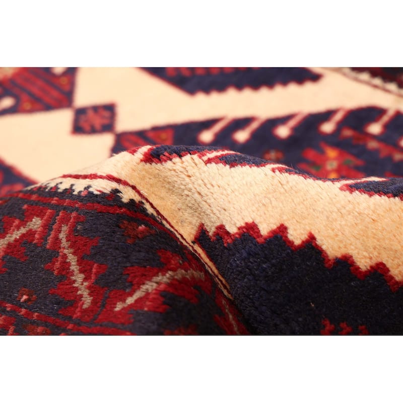ECARPETGALLERY Hand-knotted Baluch Cream, Red Wool Rug - 3'3 x 5'11
