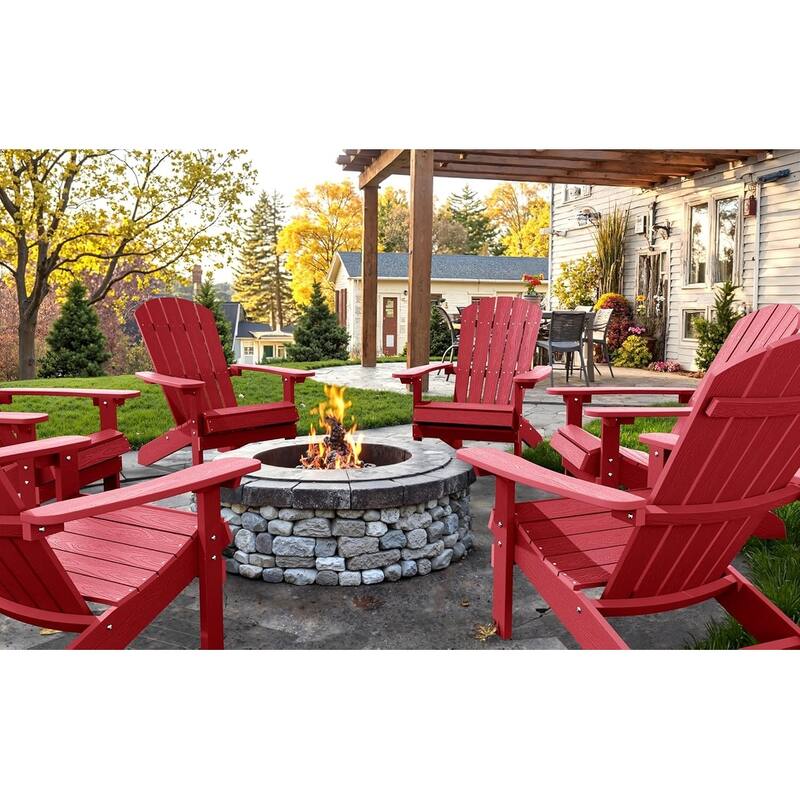WINSOON All Weather HIPS Outdoor Plastic Adirondack Chairs Set of 2