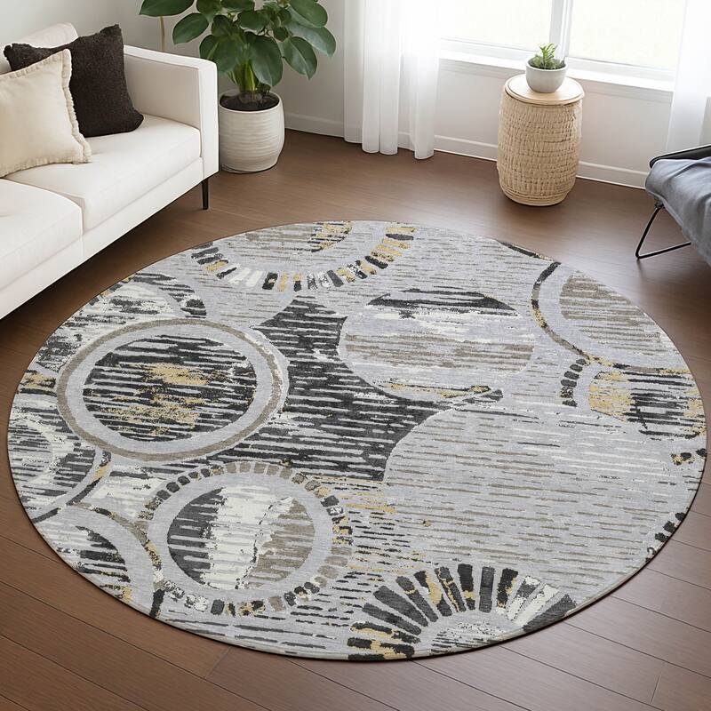 Machine Washable Indoor/ Outdoor Modern Grover Chantille Rug