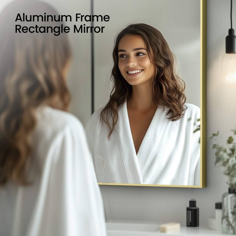 30 x 36 Inch Shatterproof Wall Mount Metal Frame Mirror