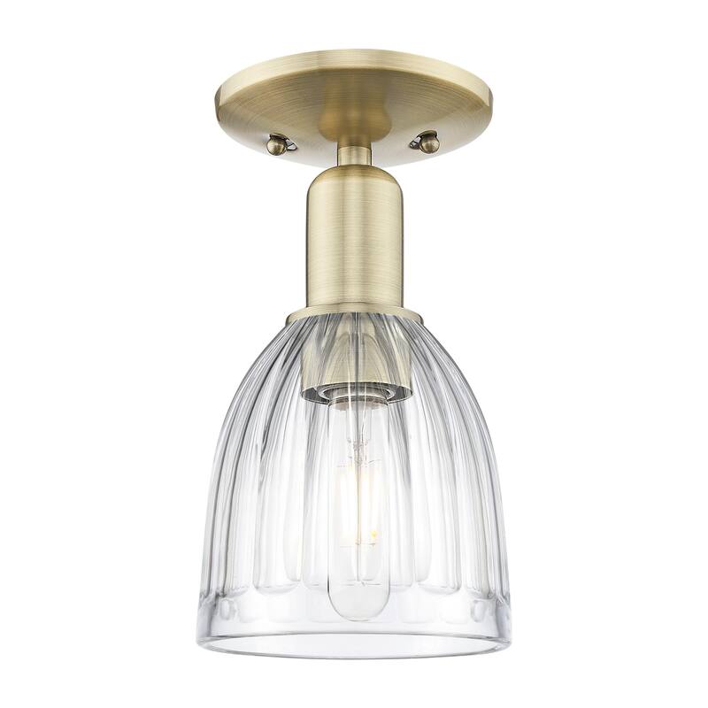 Innovations Lighting Endless Possibilities Arcadia - Brookfield - 1 Light 6" Semi-Flush Mount - Antique Brass/Clear