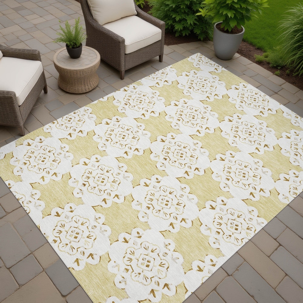Machine Washable Indoor/ Outdoor Global Motif Chantille Rug