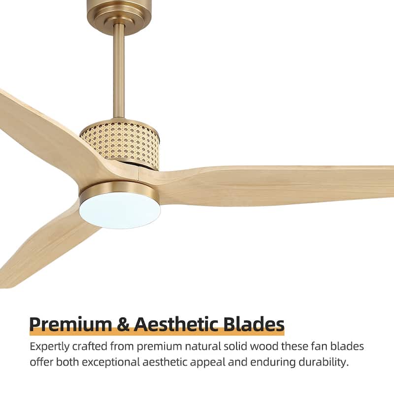 MLiAN 52 In. 3 Solid Wood Indoor Ceiling Fan with Light Kit - 52"