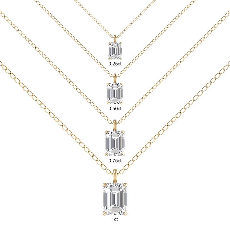 Marquee Lab Grown 1/2 Carat Emerald Solitaire Diamond Pendant in 14K Yellow Gold