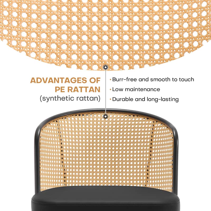 Upholstered Rattan Dining Chairs with Metal Legs Set of 2/4 - 29.92"H x 20.5"W x 23.03"D