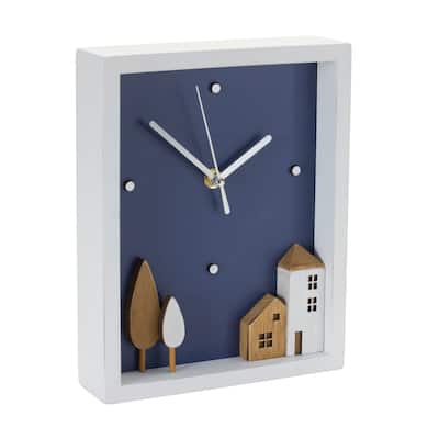 Wood Tabletop Clock 9.5"H - 9.5 x 2 x 7.5