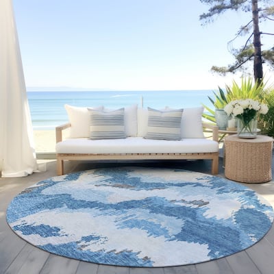 Machine Washable Indoor/ Outdoor Chantille Ombre Abstract Rug
