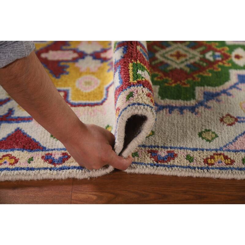 Tribal Geometric Kazak Indian Runner Rug Hand-knotted Wool Carpet - 2'7"x 7'11"