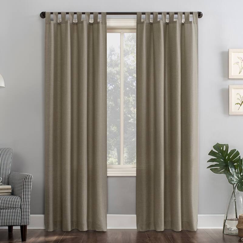 No. 918 Jacob Heathered Texture Semi-Sheer Tab Top Curtain Panel, Single Panel - 40" x 63" - Barley