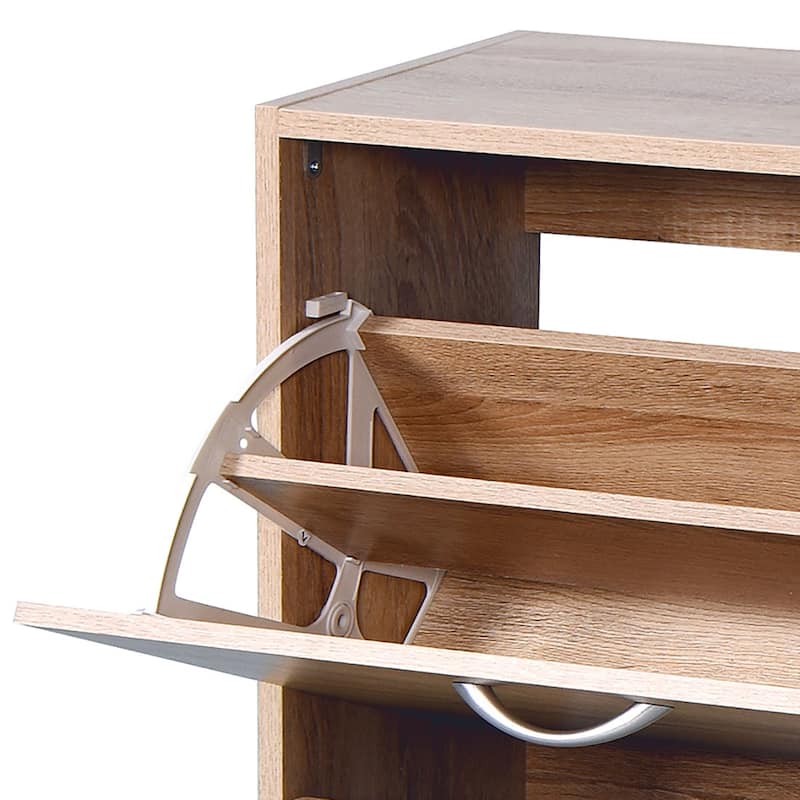 Classic Farmhouse Style Wooden Shoe Storage Cabinet, Natural