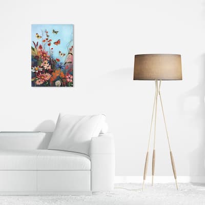 Wynwood Studio Canvas Floral and Botanical Natural Garden Blue and Rose Pink Traditional Wall Art Canvas Print - Blue, Pink