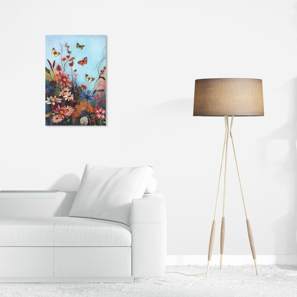 Wynwood Studio Canvas Floral and Botanical Natural Garden Blue and Rose Pink Traditional Wall Art Canvas Print - Blue, Pink