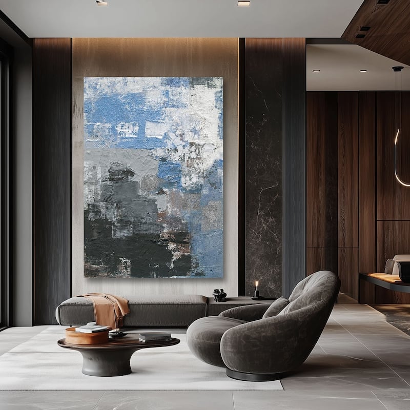 Reflections Hand Painted Abstract Vertical Canvas Wall Art 47x31 Inch