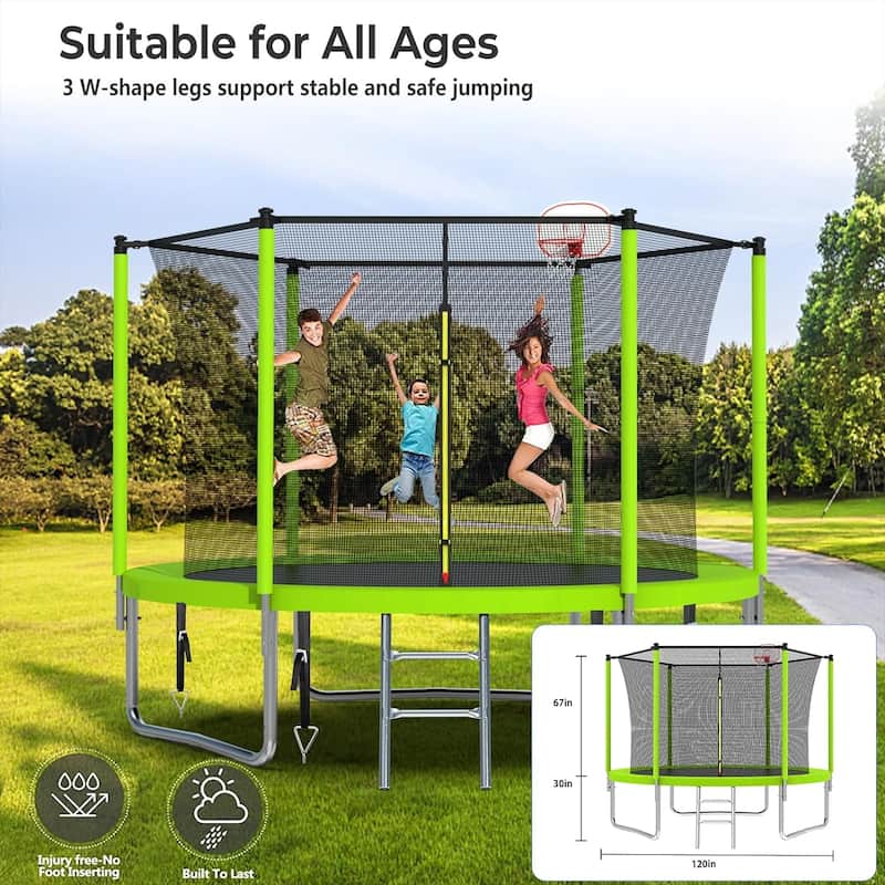 Upgraded 8FT 10FT 12FT Trampoline for Kids and Adults