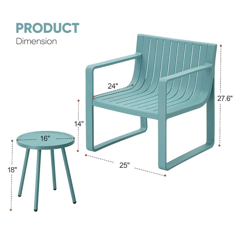Werph 2 Person Patio Furniture Set, Outdoor Furniture Patio Table and Chairs Set, Blue/White