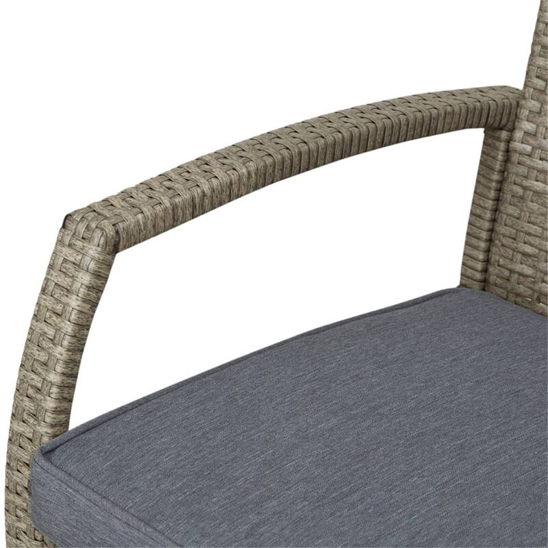 Outdoor Bar Table and Stool Set Rattan with Khaki Cushions Weather Resistant Patio Furniture - 27.5" L x 25.5" W x 35.75" H