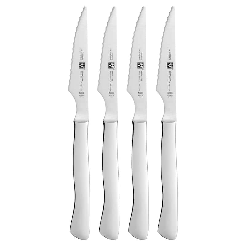 ZWILLING 4-pc Stainless Steel Serrated Steak Knife Set - Stainless Steel - Stainless Steel - 4 Piece - 4-pc