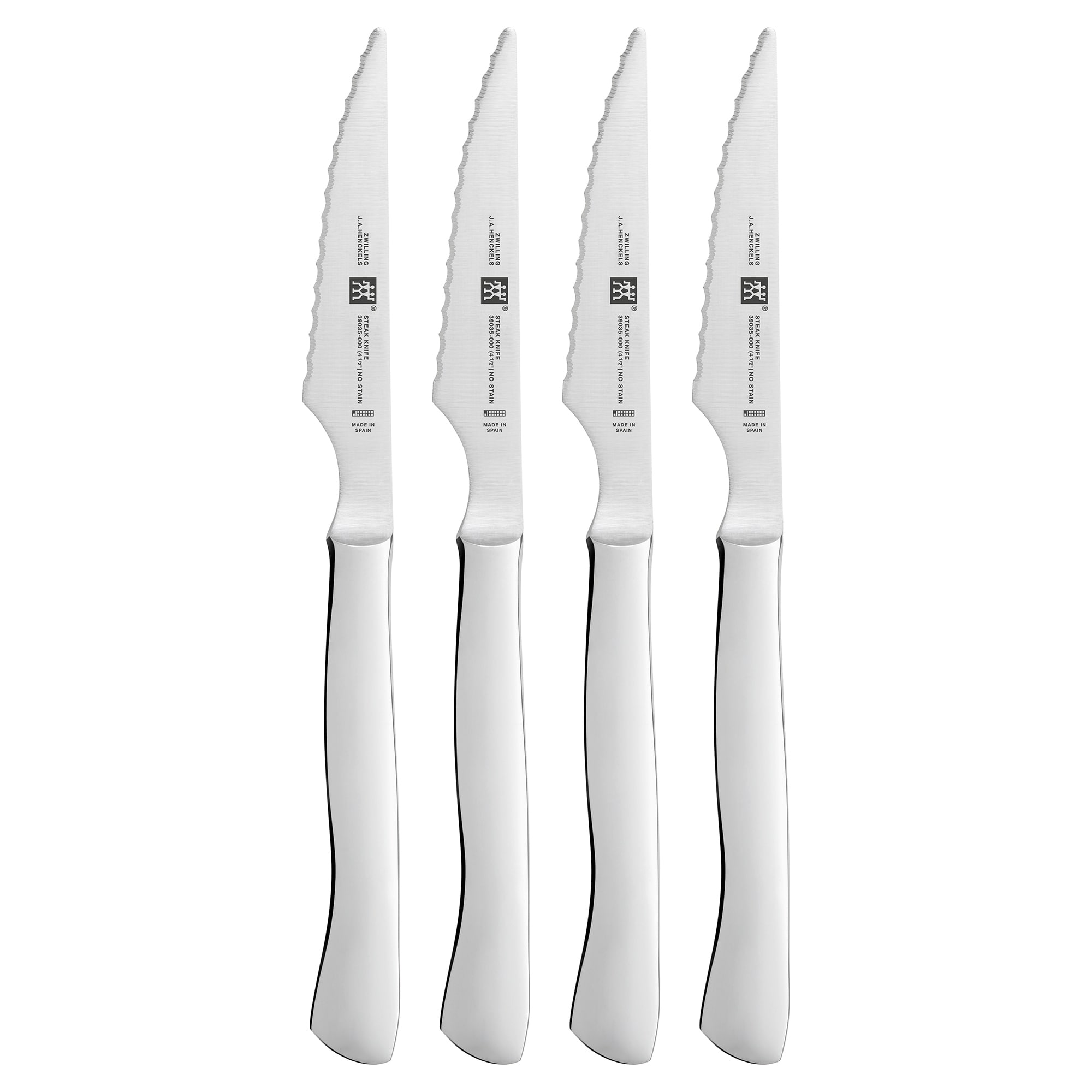 ZWILLING 4-pc Stainless Steel Serrated Steak Knife Set, made in Spain - 4-piece