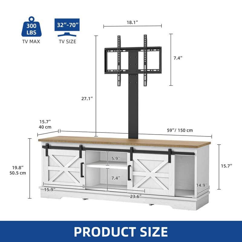 Evelynn TV Stand Sliding Barn Door Farmhouse Wood Entertainment Center for TVs Up to 65" White