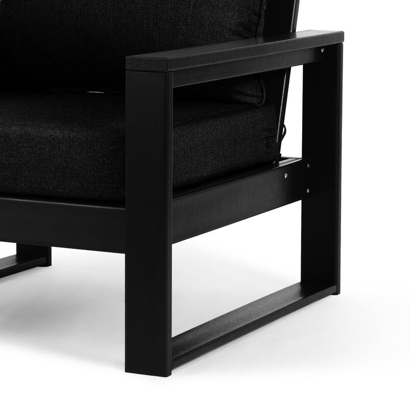 Polytrends Endless Patio Deep Seating Right Arm Chair with Black Frame