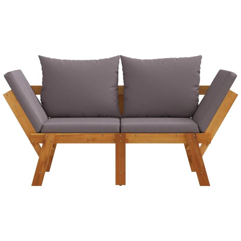 vidaXL Patio Bench with Cushions 2-in-1 Outdoor Seating Solid Wood Acacia