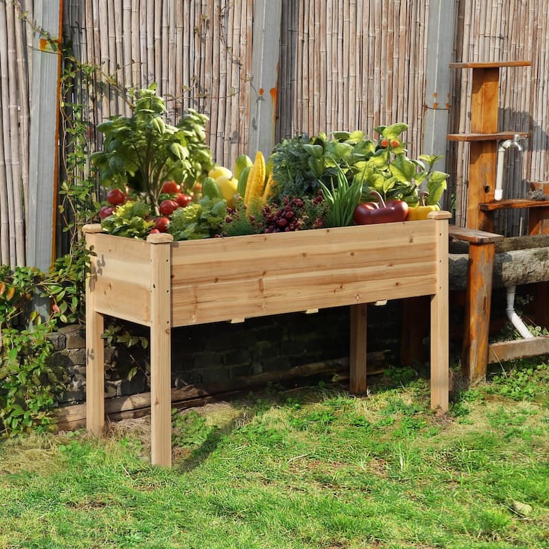VEIKOUS Wood Raised Garden Bed Elevated Planter Box with Drainage Holes