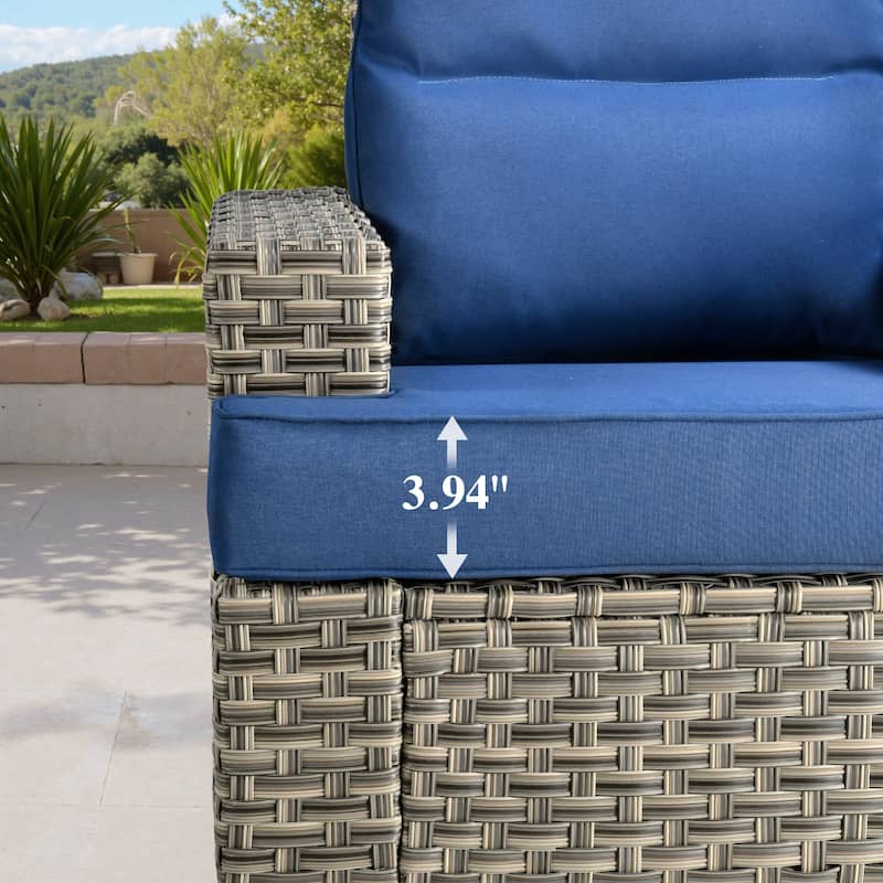OVIOS 9 Pieces T shaped Seat Wide Armrest Swivel Chair Set With Solar-Powered Table