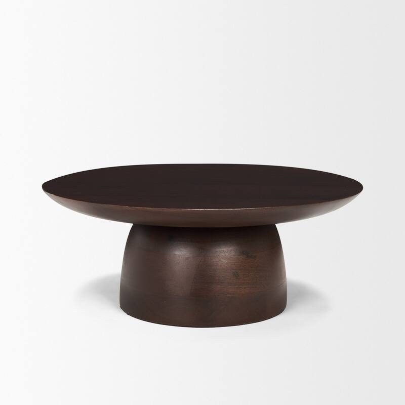 Sadira Small Mid-Dark Brown Solid Wood Round Riser