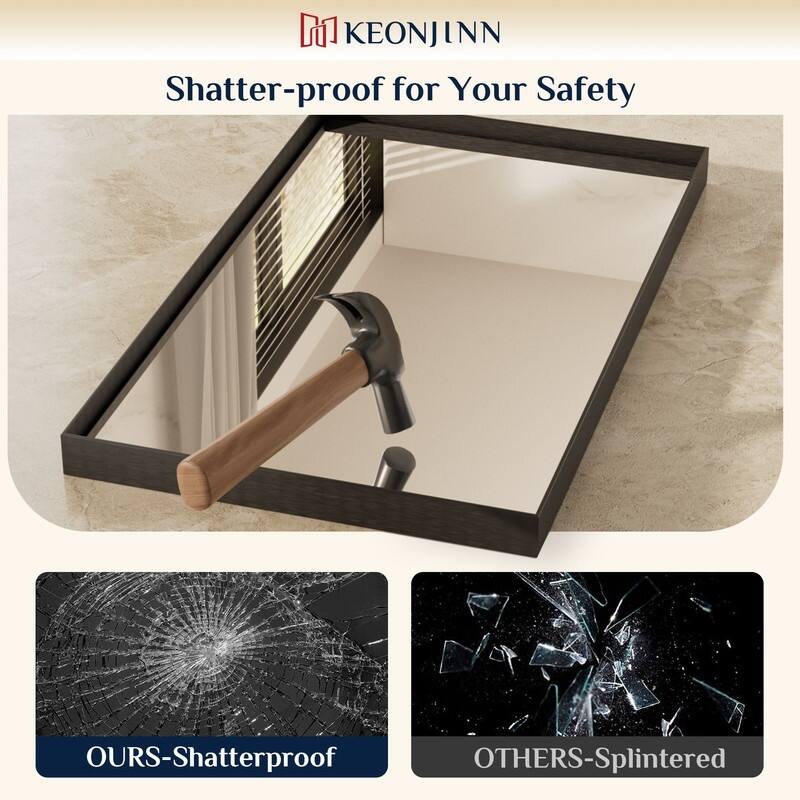 Keonjinn Aluminum Framed Wall Mount Bathroom Vanity Mirror