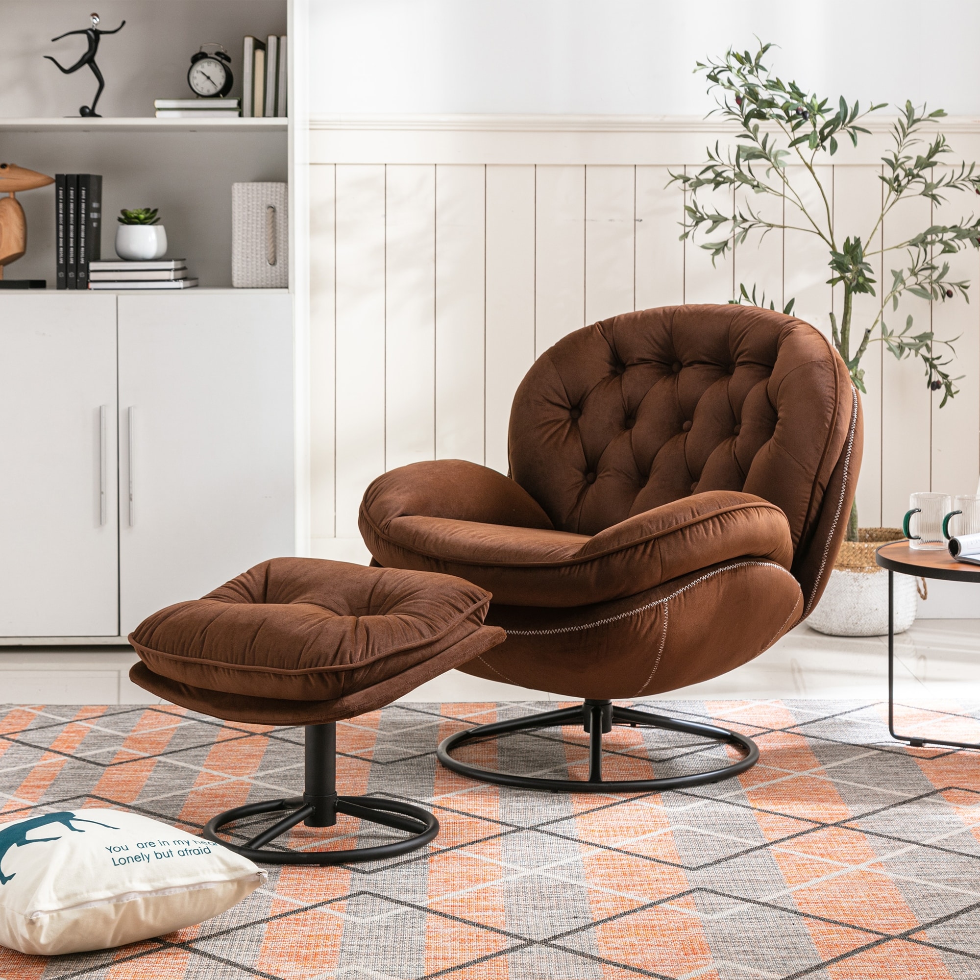 Modern reading chair with ottoman store