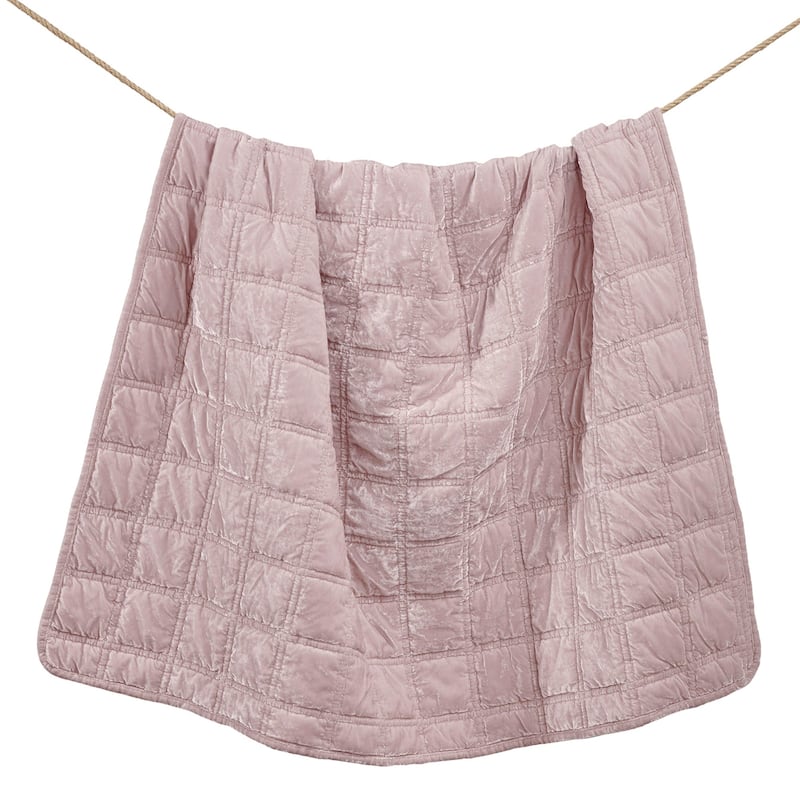 HiEnd Accents Stella Faux Silk Velvet Romantic Western Double Box Stitch Throw Blanket, 50"x60" - Lilac