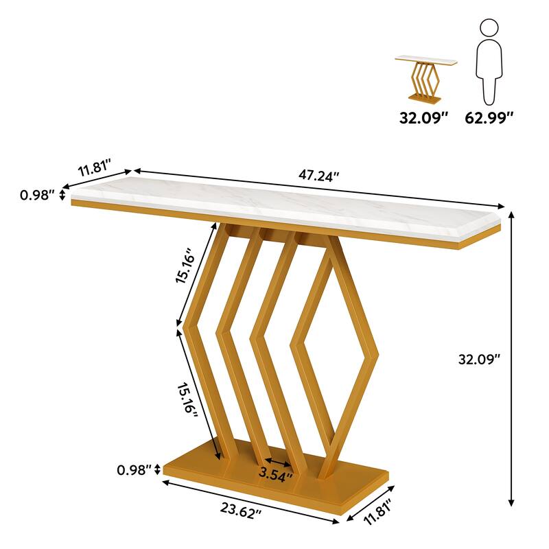 Modern Gold Console Table for Entry &Living Room