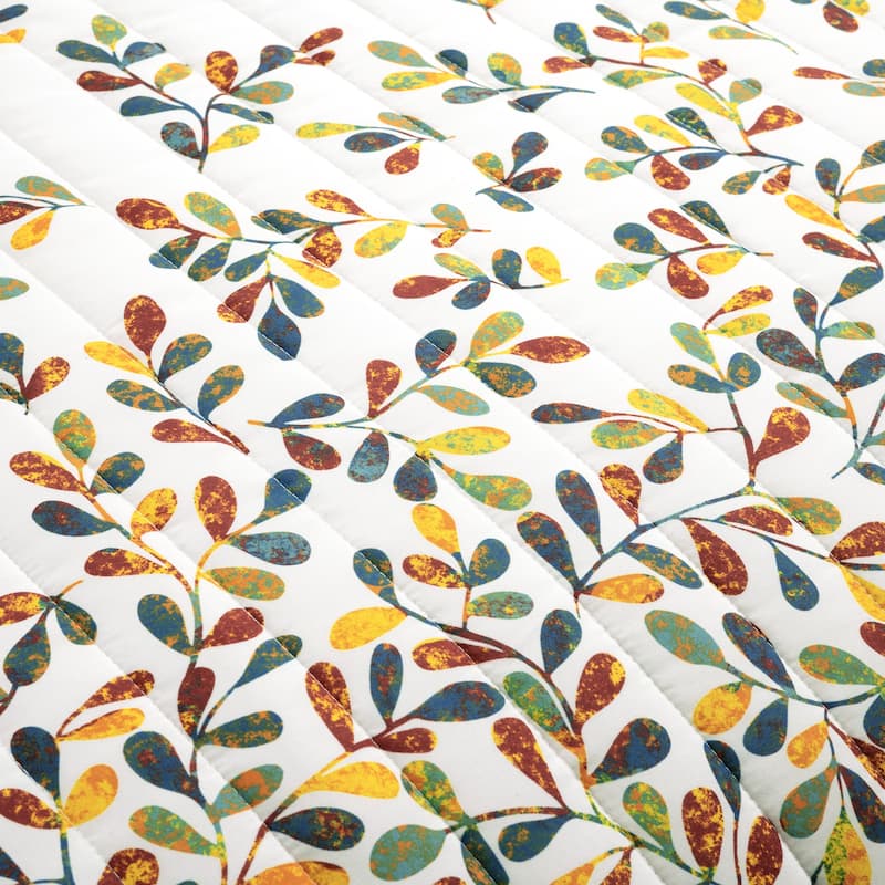 Lush Decor Boho Botanical Leaf Reversible 3 Piece Quilt Set