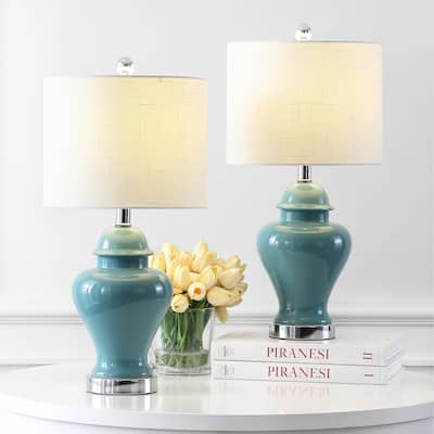 Chi 25" Sea Grass LED Table Lamp, Natural (Set of 2) by JONATHAN Y