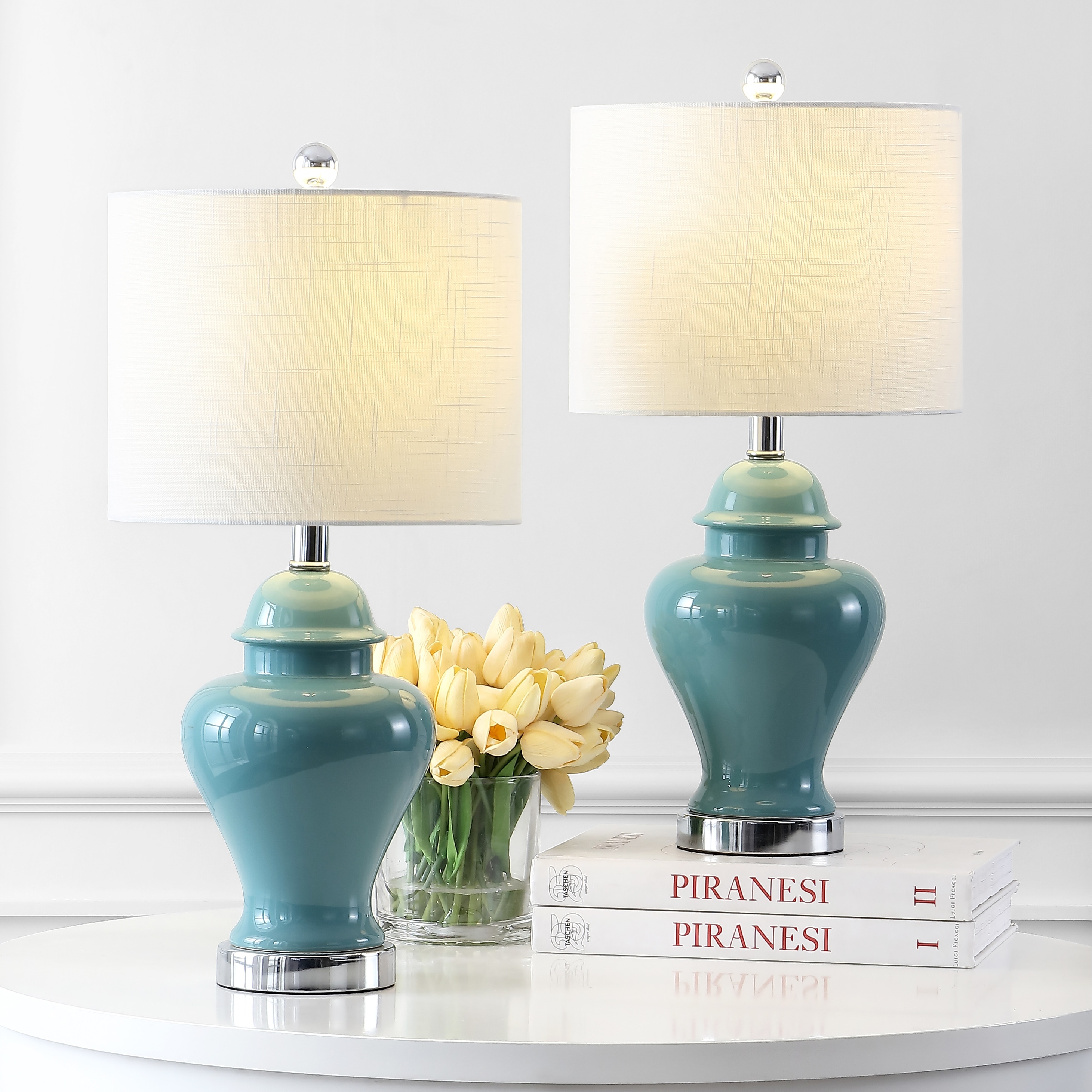 JONATHAN Y Chi 25" Sea Grass LED Table Lamp, Natural (Set of 2)