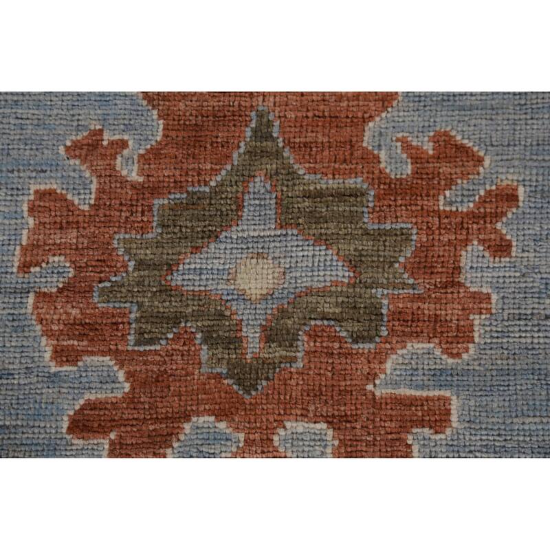 Hand Knotted Oriental 100% Wool Carpet Transitional All-Over Navy Blue & Blues Oushak Area Rug - 9' 11'' X 8' 0''