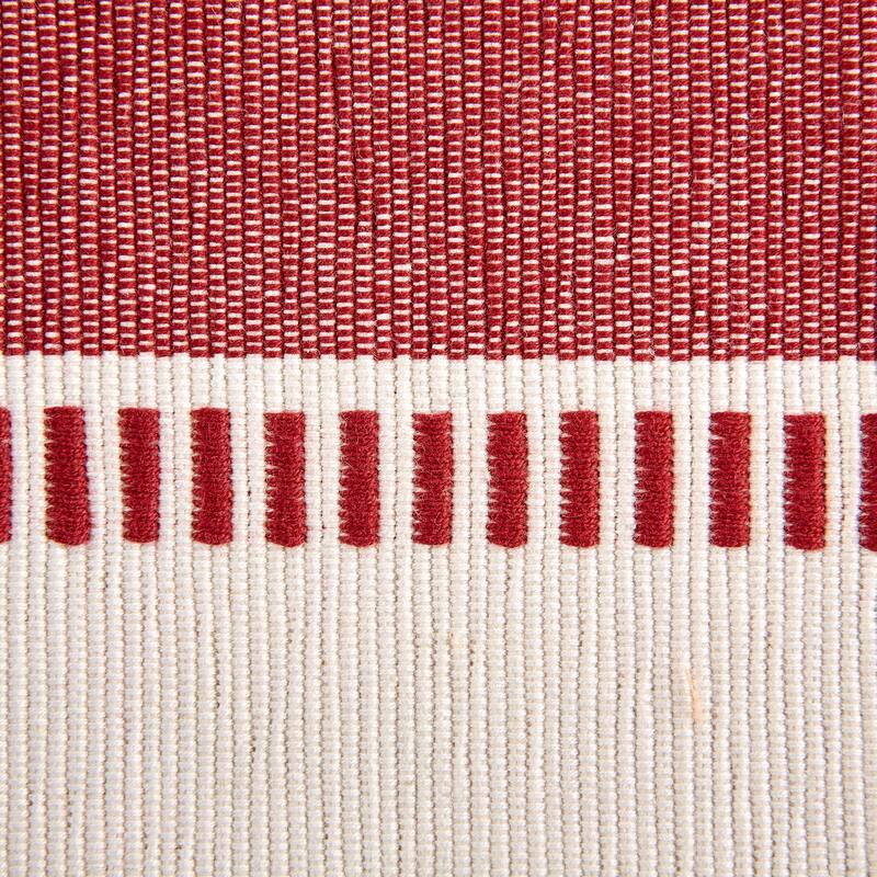 Dobby Striped Woven Cotton Table Runner - 72" - Cream and Brick Red